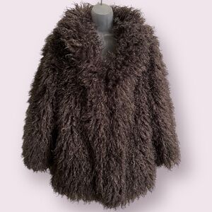 Purpelish💝brown Real Mongolian  Fur Coat